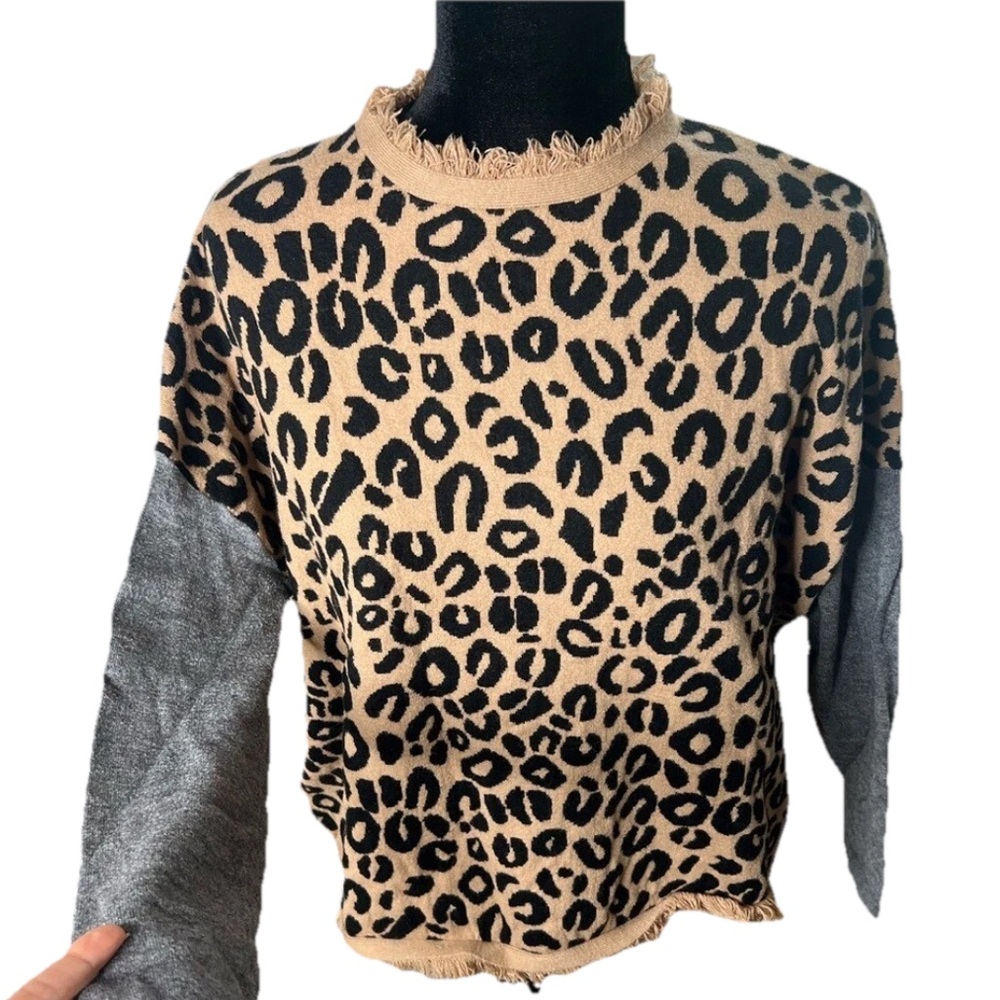 THML Leopard fringe sweater medium